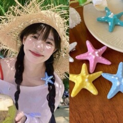 蓝色海星发夹女生夏日多巴胺氛围感侧边刘海发卡甜美可爱拍照头饰