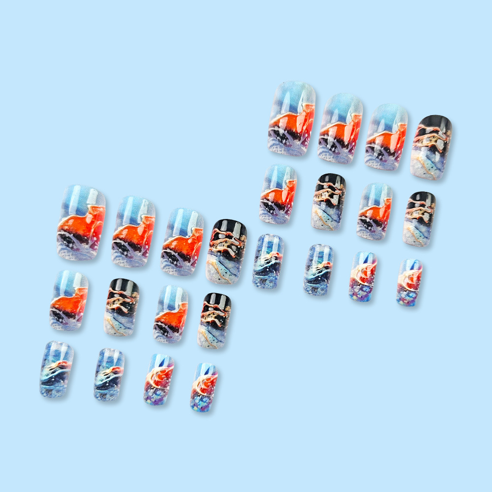 3D estereoscopic relieve manicure parche de uñas teñido colorido gradiente de alto nivel de venta europea y americana de estilo de uña