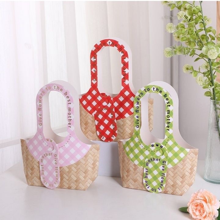 Nuevas bolsas de bambú transfronterizas, cestas de flores, embalaje de flores, bolsas de regalo de mano, flores, artículos de fiesta