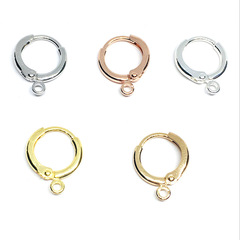 Korean-made copper-plated 18k gold color-preserving hypoallergenic round French-style earring hooks earrings DIY jewelry accessories O-shaped earring hooks
