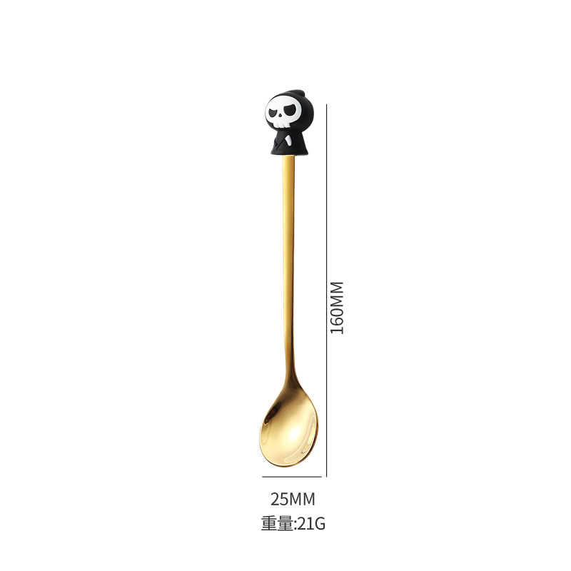 316不锈钢勺子叉子餐具套装创意万圣节叉勺套装蛋糕甜品勺水果叉|undefined