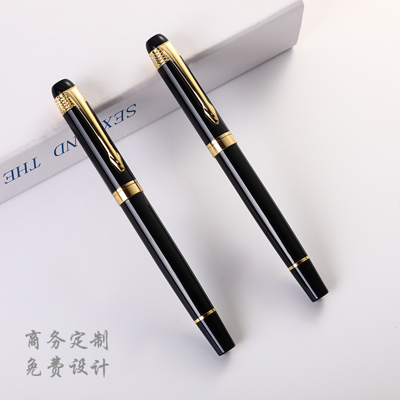 Pluma de metal suministro directo de fábrica en stock Negro Firma Pluma de regalo pluma letras LOGO negocio Pluma letras