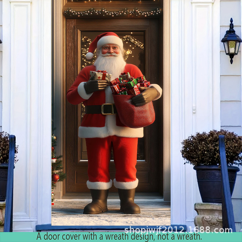 TEM Amazon transfronterizo nueva decoración de la cubierta de la puerta de Navidad rojo Santa Claus regalo cubierta de la puerta ambiente festivo fiesta