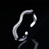 Wavy small design zirconium, advanced one size ring, Japanese and Korean, simple and elegant design, light luxury style, high-quality style, diamond encrusted