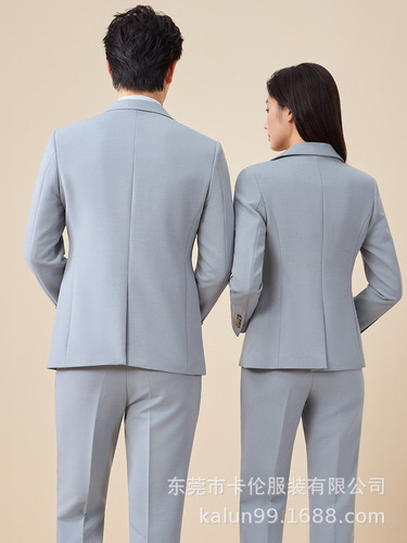New beige professional suit set for autumn and winter, unisex version, teacher's professional attire, hotel manager's wool workwear