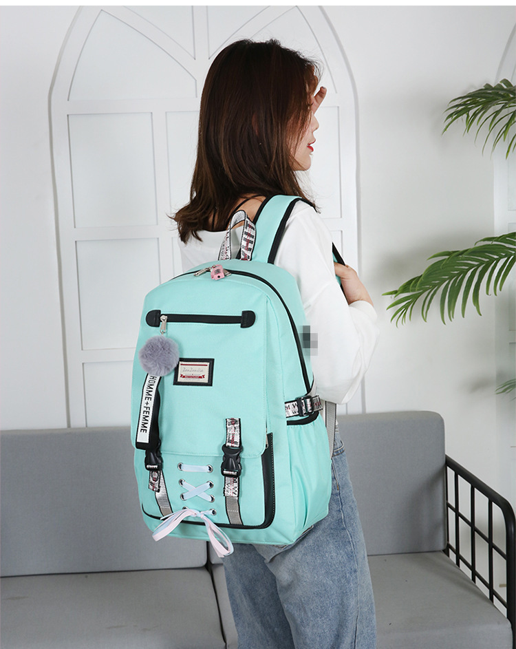 Waterproof 22 Inches Solid Color School Daily School Backpack display picture 6