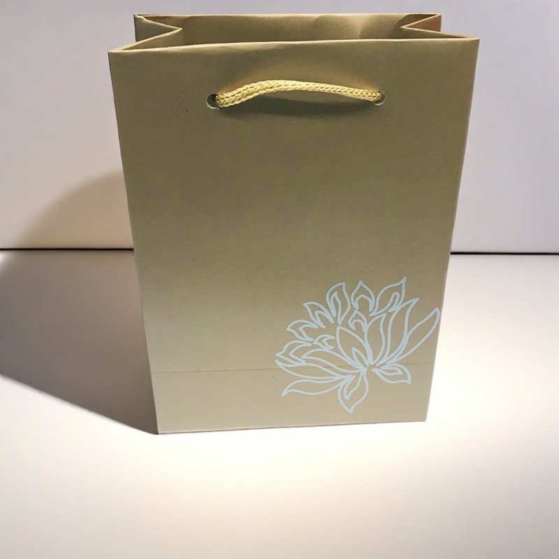 荷花款珠宝首饰手提袋 香槟色饰品包装袋 礼品收纳纸袋logo定制