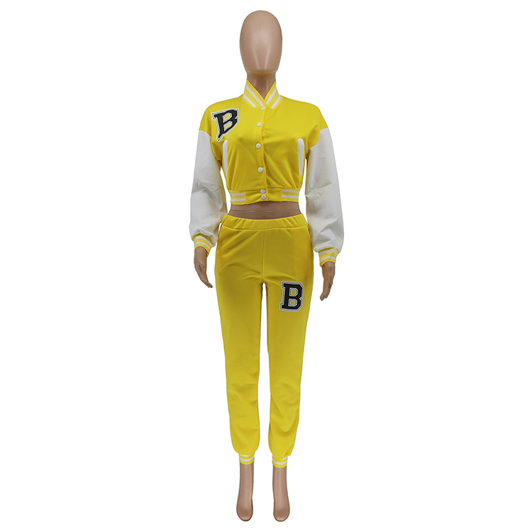 Moterų kelnės baseball uniformos kostiumas su raidėmis sportinis_voghion.com