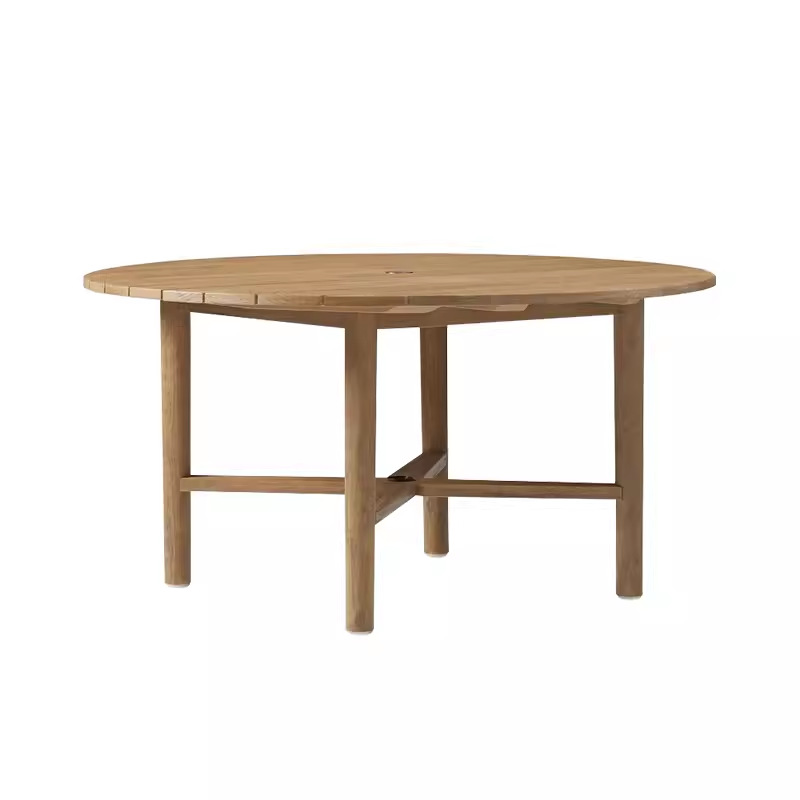 Mesa y silla de teca al aire libre jardín al aire libre patio ocio madera maciza impermeable y protector solar nórdico silla de ratana muebles combinados