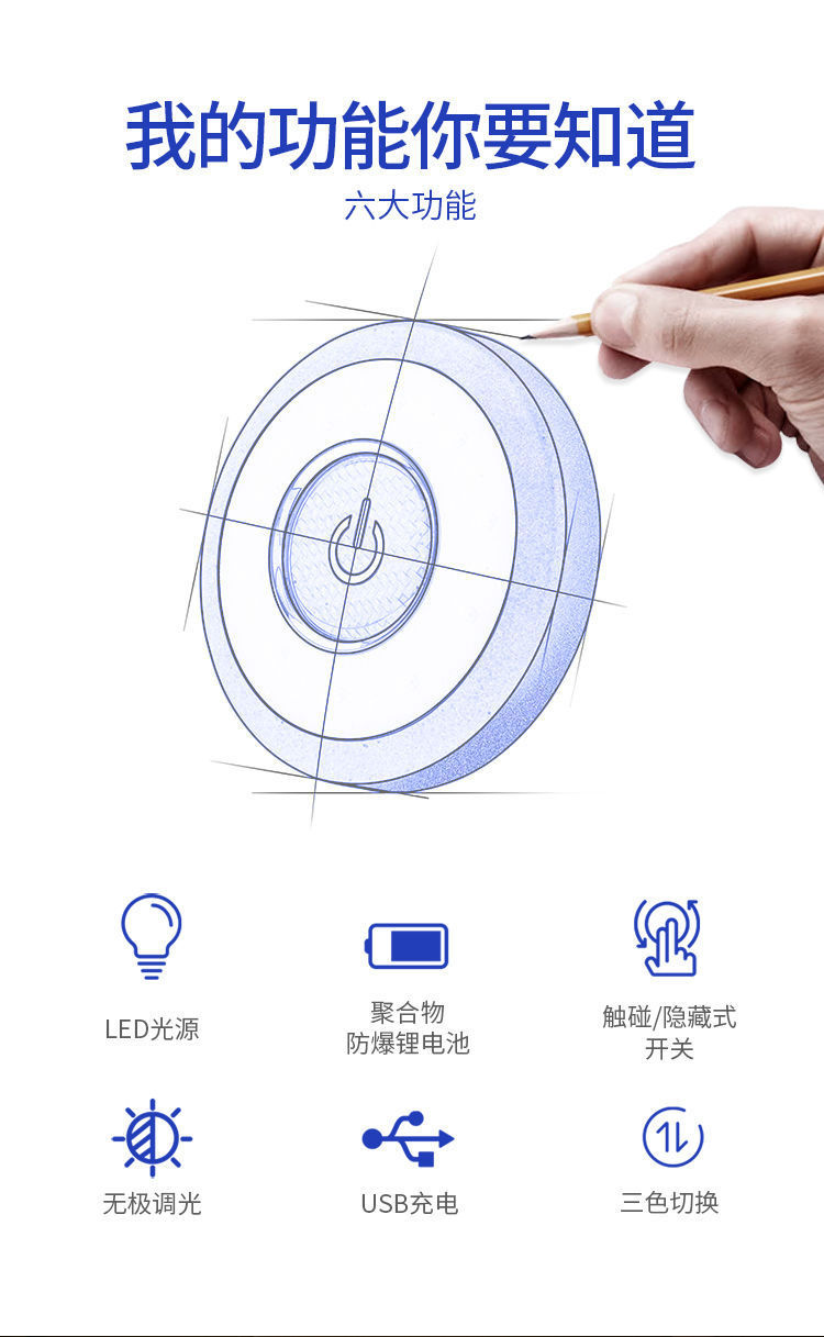 Installation-free car led reading light car rear reading light trunk lighting car ceiling reading light