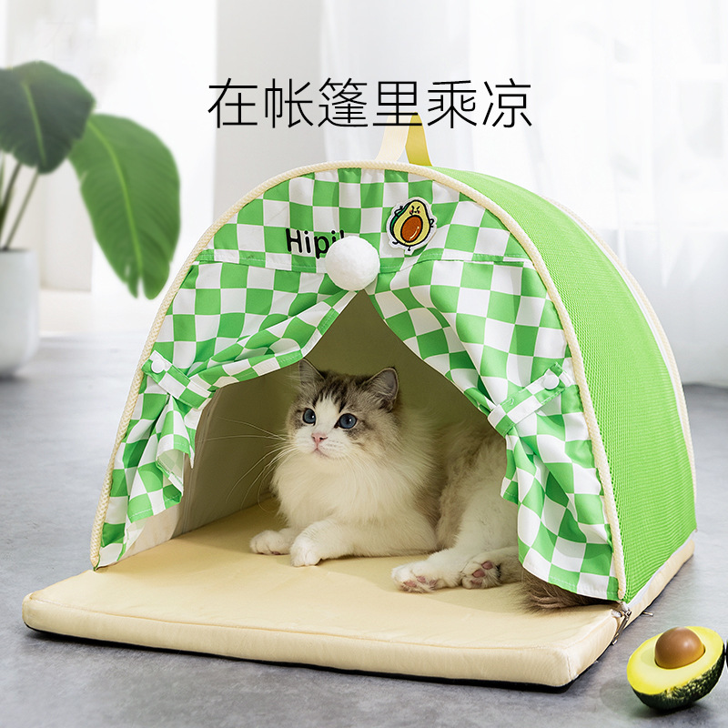 Primavera y verano, gato, fresco, verano, carpa con techo curvo, guarida para gatos, casa para perros, perrera, perrera, productos para nidos para mascotas