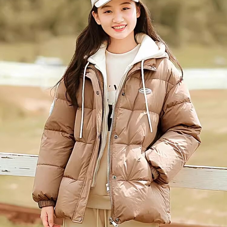 22506 fake two-piece down jacket winter green girls older children junior high school students winter clothes High School girls Korean style