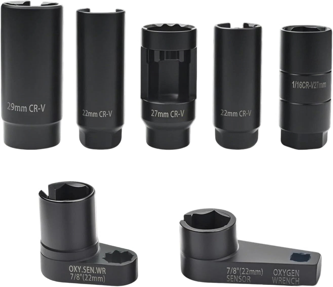 10-Piece Set of Japanese and European Style Oxygen Sensor Wrenches, Oxygen Sensor Socket, Oxygen Sensor Removal Tool, Open-End Socket