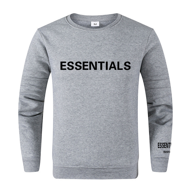 New FEAR OF GOD FOG ESSENTIALS Line Letter Crewneck fleece-lined Sweatshirt Men's Loose Trend New FEAR OF GOD FOG ESSENTIALS Line Letter Crewneck fleece-lined Sweatshirt Men's Loose Trend
