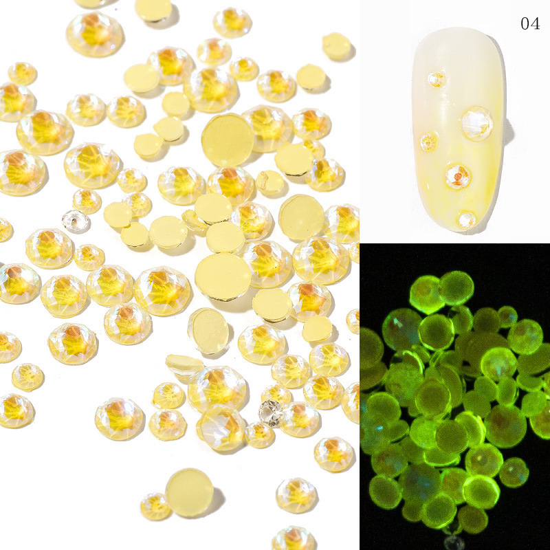 Taifei clavo taladro 8-color redondo diamante plano DIY clavo taladro luminoso diamante tamaño mezclado 288 brillante diamante luminoso