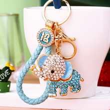 精致水钻大象汽车钥匙扣女可爱韩国创意包包挂件钥匙链圈精美礼品