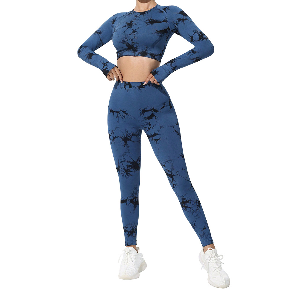 Traje de yoga sin costuras tie-dye pantalones de yoga tie-dye de cintura alta pantalones de yoga para mujer ropa deportiva para correr ropa de fitness ropa de yoga