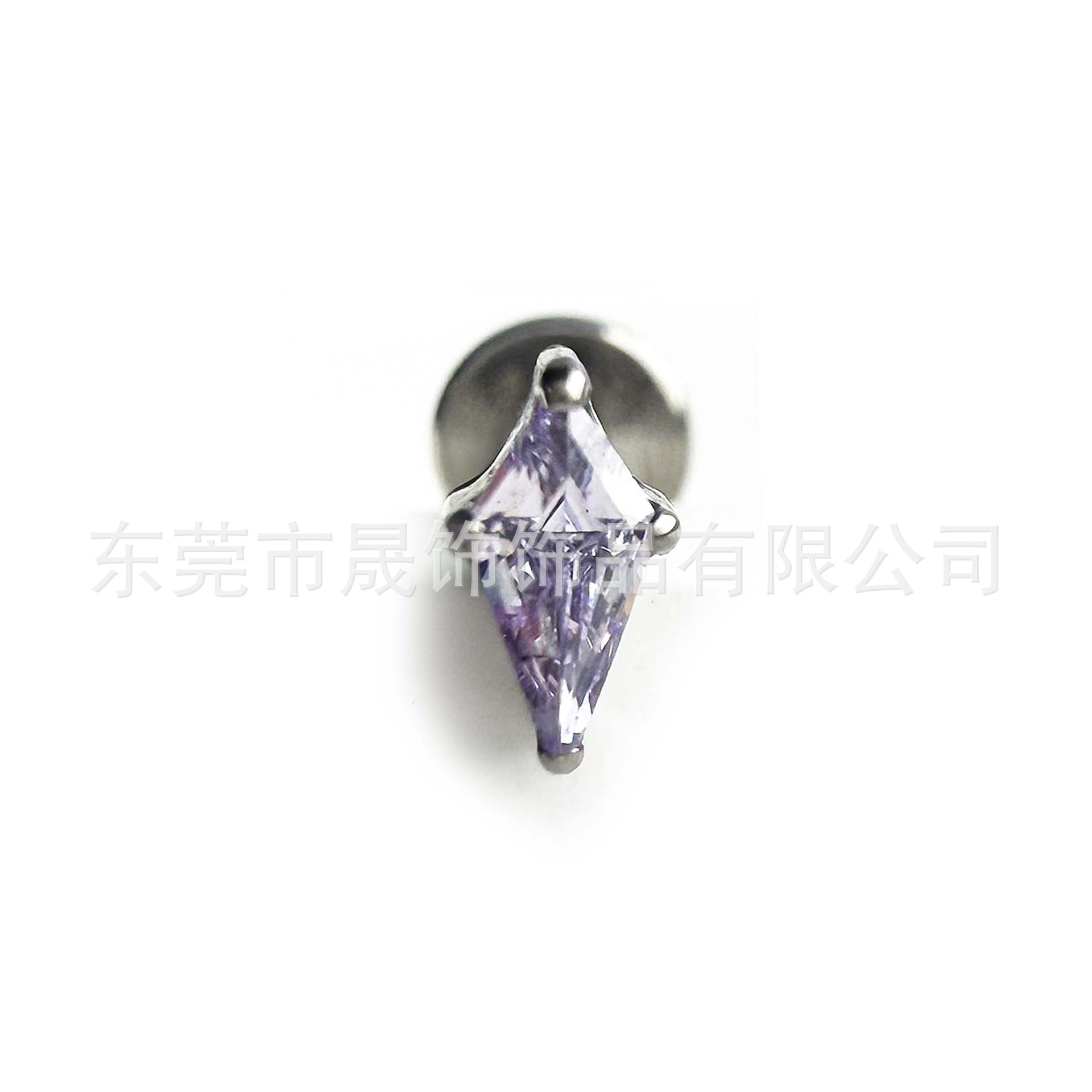F136 Titanium Ear Stud 石 Cubic Zirconia 菱 Helix Cartilage Stud G23 Implant Grade Titanium Internal Thread Labret Stud Piercing Jewelry