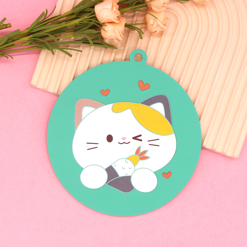 Gran posavasos redondos de amor verde para gatos