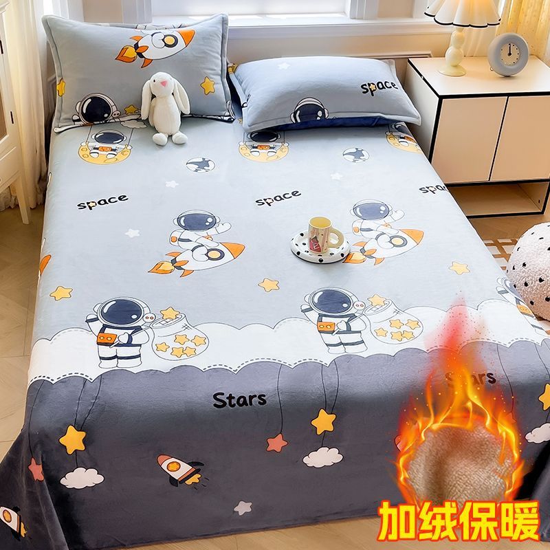Invierno leche de lana de coral sábanas de lana de una sola pieza brida manta de lana de niños dormitorio de dibujos animados una sola manta gruesa