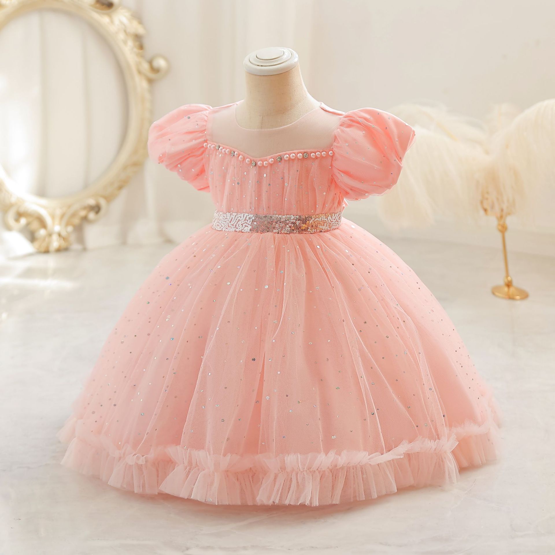 Blumenkind Kleid Kind Prinzessin Kleid Pompadour Kleid Mädchen ein Jahr alt Kind Rock Klammer_voghion.com