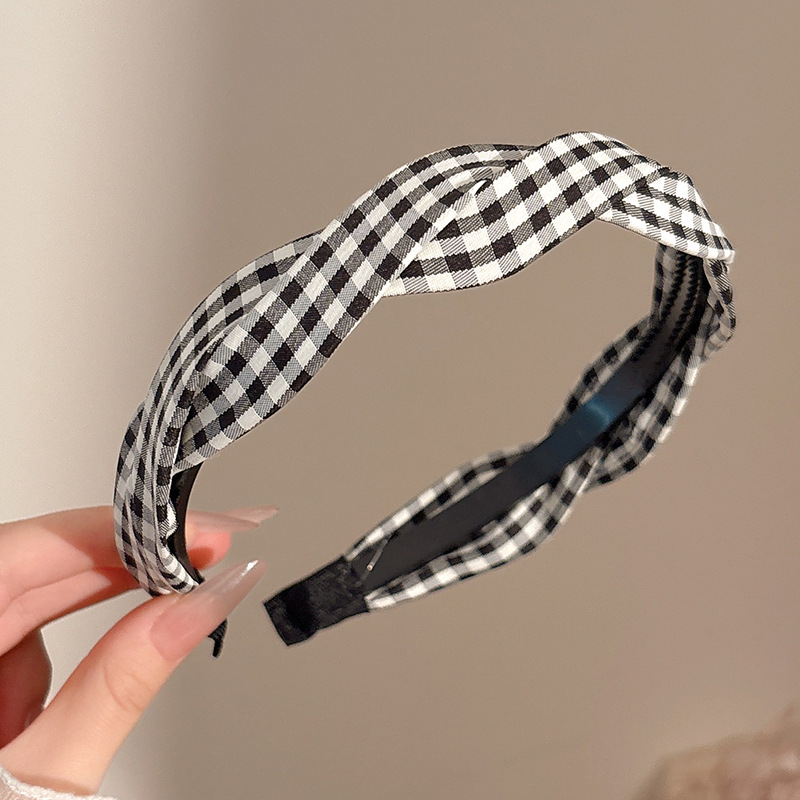 Diadema superior de cráneo alto para mujer 2025 nuevo estilo francés pequeño fragancia horquilla tocado temperamento ancho ancho diadema de presión lateral