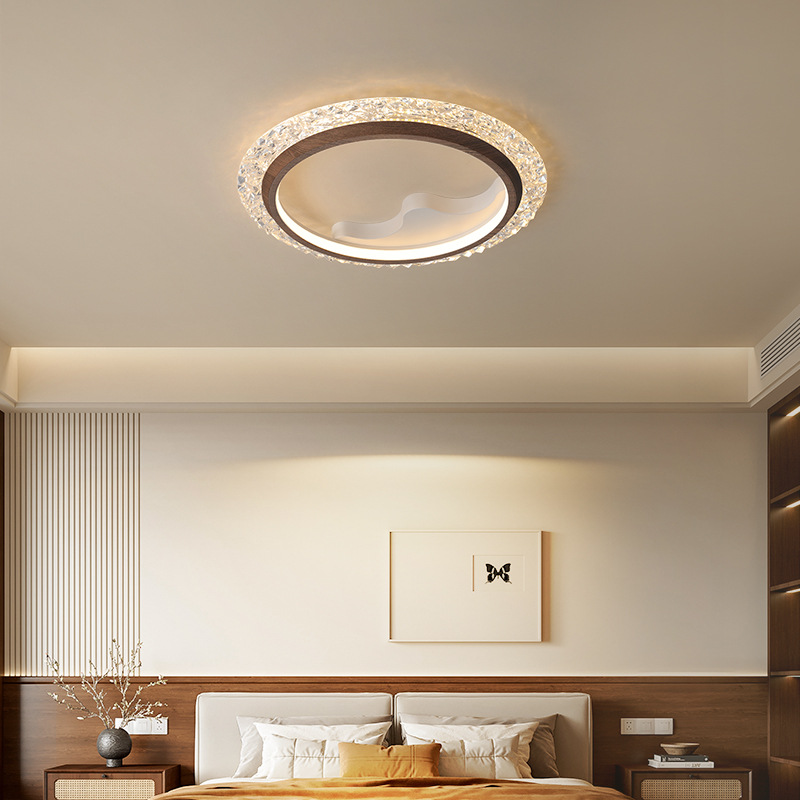 Lámpara de dormitorio nueva luz de techo de viento medieval silencioso diseñador de personalidad creativo de luces de habitación de madera de nuez