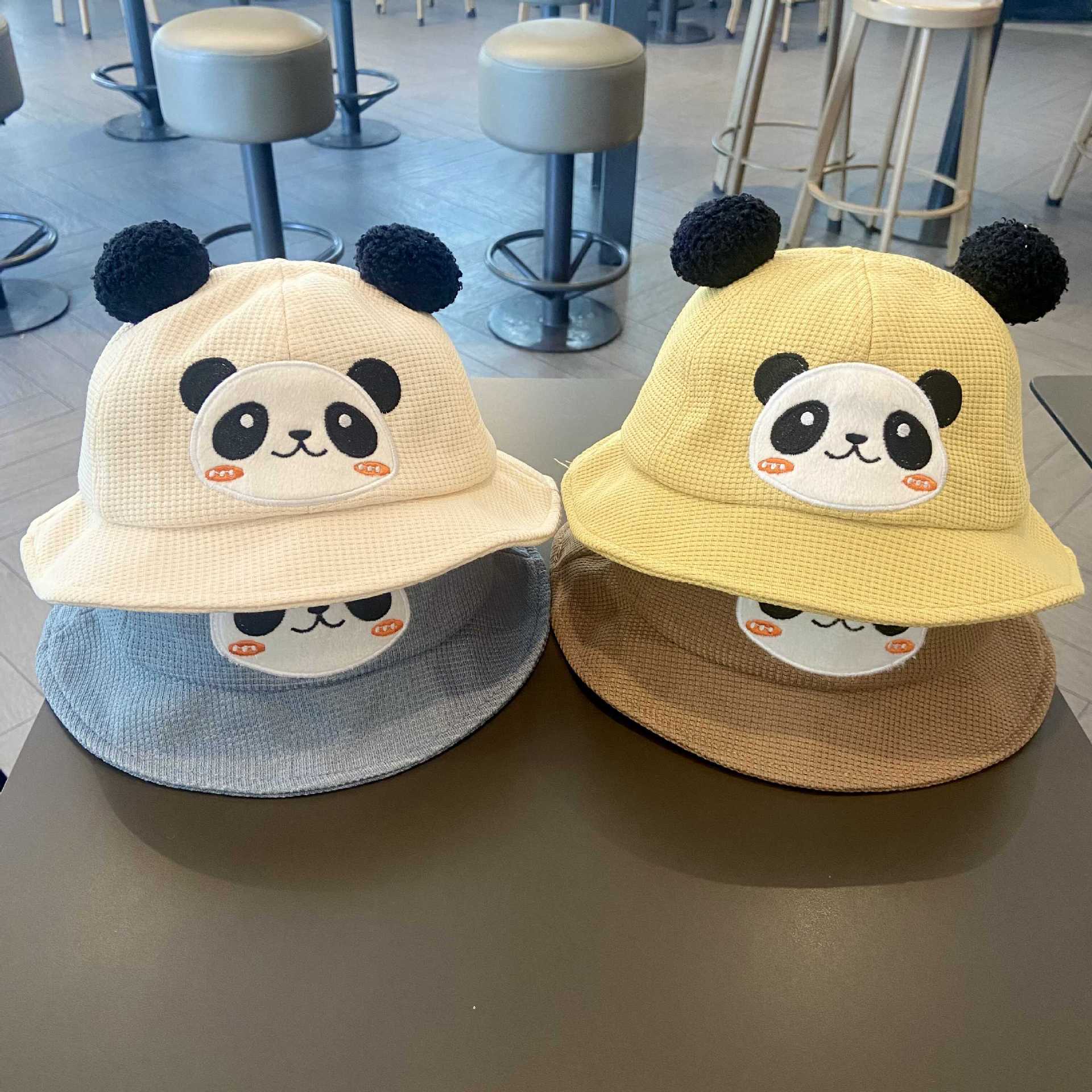 Sombreros para bebés primavera y otoño lindos super lindos niños panda sombrero para bebés coreanos sombrero de pescador de sombrero para niños de otoño