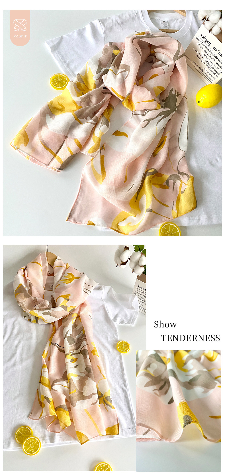 150g Weight Silk Scarf Classification Beach Occasion Polyester Material Printing Pattern Summer, Spring Season Women's Gender Elegant, Vacation Style Women's Elegant Vacation Printing Polyester Silk Scarf 14