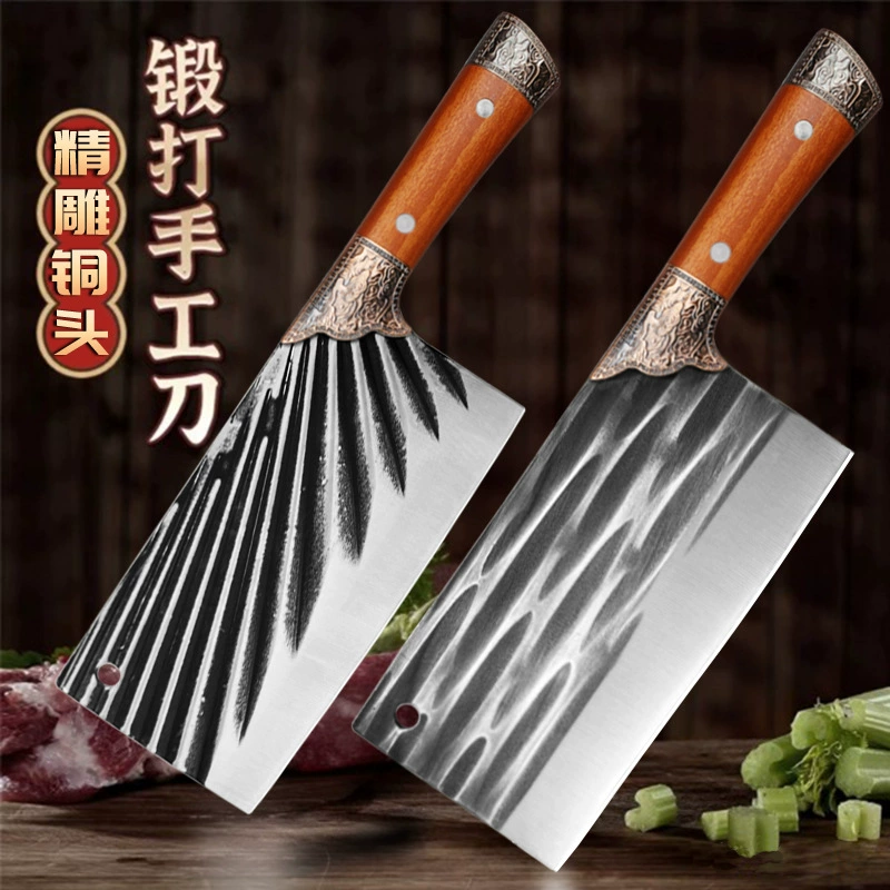 Кухонный нож бытовой двойного назначения для резки овощей и мяса, ручная ковка, кухонный нож для костей, специальный коммерческий нож, нож для кухонной нарезки