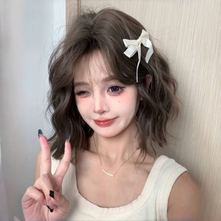 [Glutinous Rice Roll] Wig Short Hair Full Head Cover Women's Curly Hair Wave Head Simulation Age-reducing Wool Roll Wig Cover