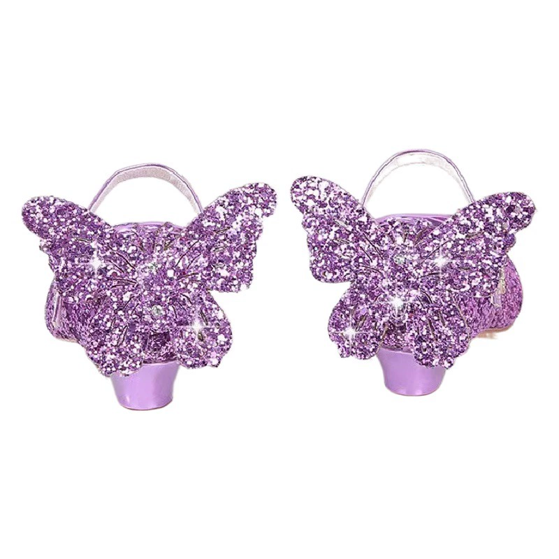 Обувь принцессы для маленьких девочек 2023 мягкая подошва Чистая красная обувь для девочек кожаная обувь осенняя одежда 45 детей Aisha кристалл высокие каблуки