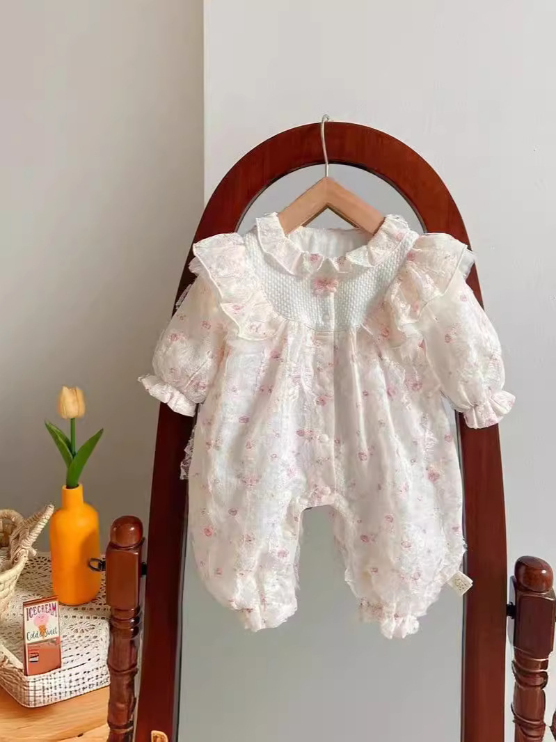 Ropa de una pieza para bebés, ropa de primavera y otoño, bebé recién nacido, princesa súper linda, cien días de luna llena, mameluco de doble capa