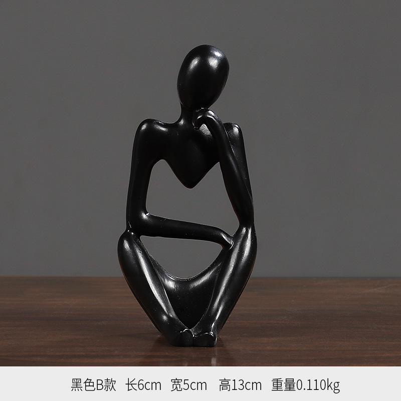 国境を越えた人気のミニ左思右想樹脂装飾品北欧抽象キャラクター工芸品ライト高級ホームデコレーション|undefined