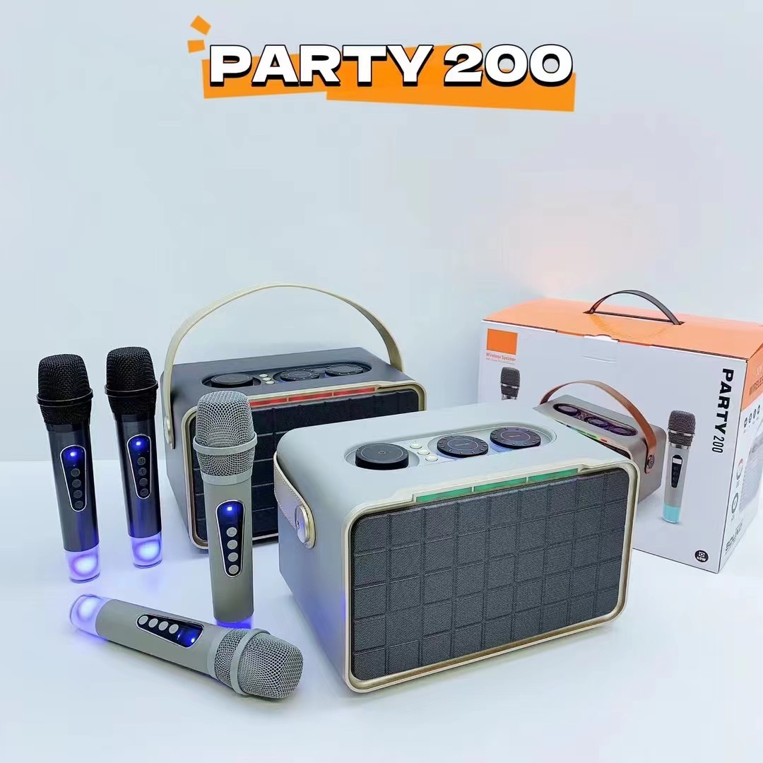 新款PARTY 200蓝牙音箱户外便携手提无线双麦克风重低音炮RGB音响