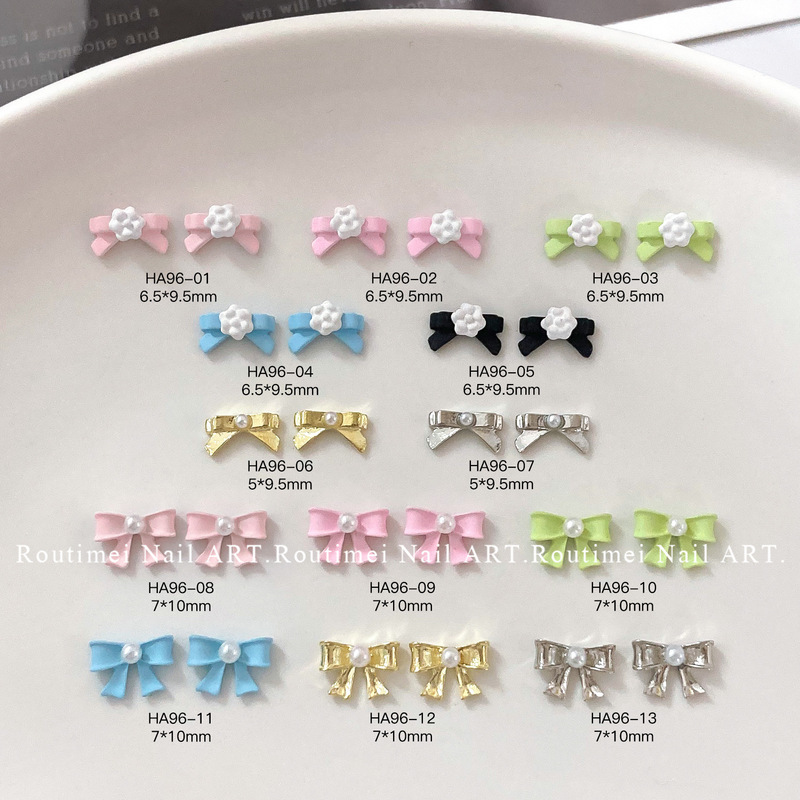 Nail art stickers small fragrant style black and white plaid bow relief adhesive nail decorations cute dopamine simple