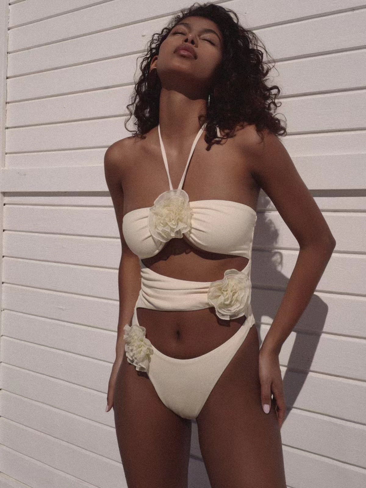 189g Weight Sleeveless Sleeve Length Polyester Fabric Type Regular Top Length One-pieces Tops Type 1 Piece Quantity Swimming Pool Occasion Halter Neck Neckline Regular Fit Fit Type Solid Color Pattern Women's Gender Beach Style Women's Lady Beach Solid Color 1 Piece One Piece Swimwear 28