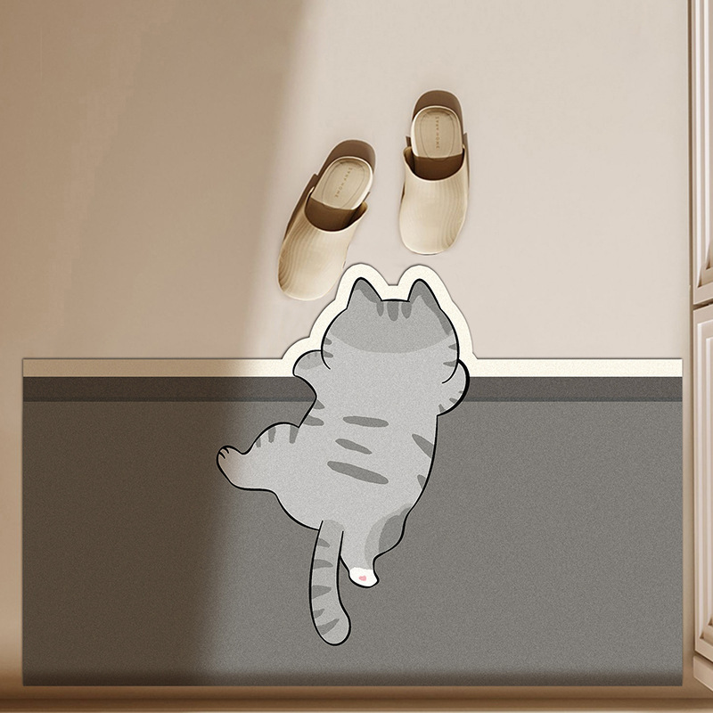 Antislipmat voor de badkamer met diatomeeënaarde, geschikt voor toilet en wastafel. Duurzaam, gemakkelijk schoon te maken en waterabsorberend. Schattig cartoonfiguur._voghion.com