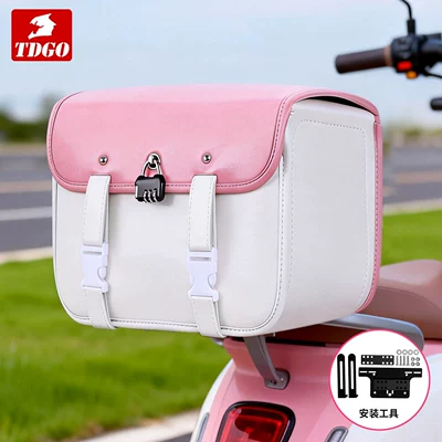 Large-Capacity Waterproof Rear Bag for Electric Vehicles, Motorcycle Backrest Storage, Trunk Storage for Electric Scooters, Helmet Storage (Electric car tail box) - large-pink-tote-bag-combination-lock-universal-backrest-support-general
