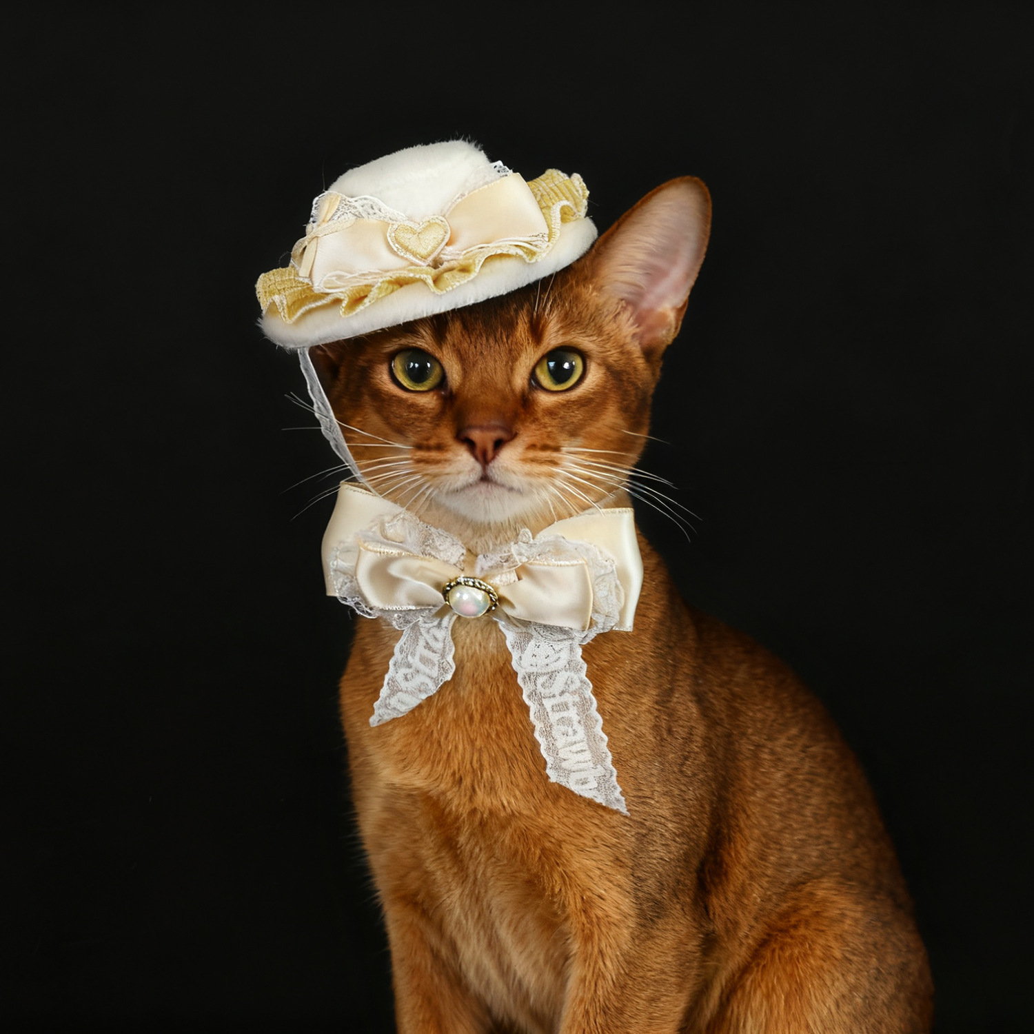 Mascotas de pelo corto gatos perros aristocráticos encaje arco sombrero princesa retro corbata abi accesorios gatos tocadillos de boda