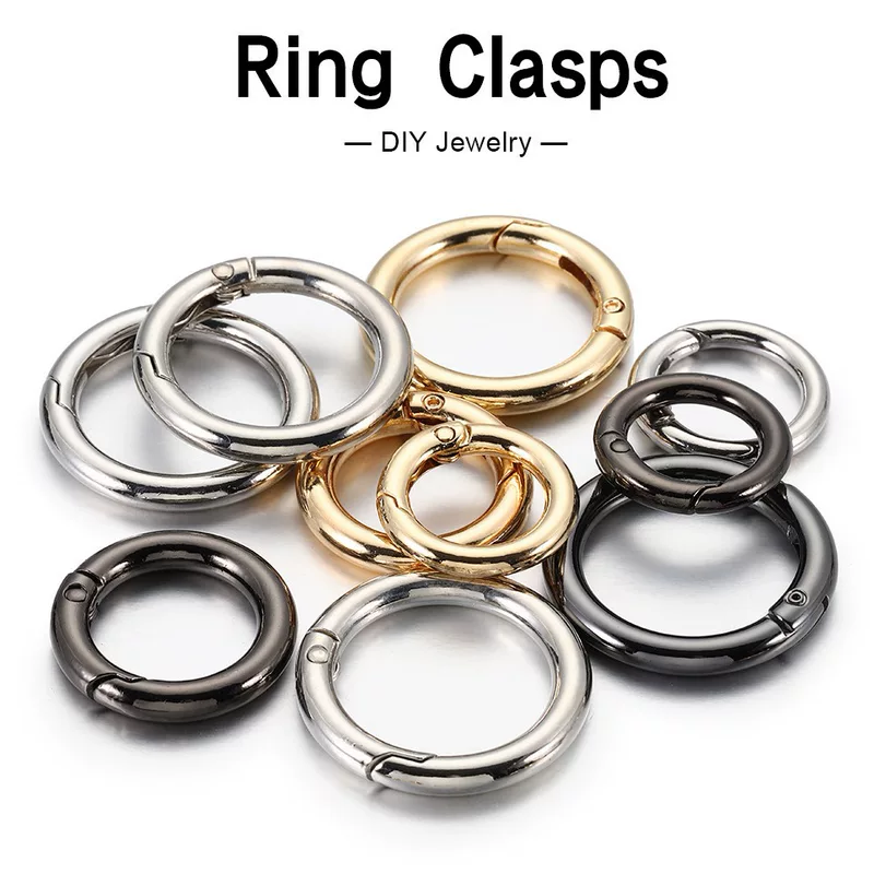 Ready available metal spring buckle ring round carabiner key hook