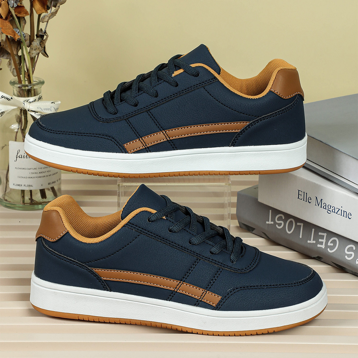 2025 nuevos zapatos de hombre, zapatos deportivos casuales de suela gruesa, venta caliente transfronteriza, zapatos planos al aire libre con cordones, zapatillas de deporte cómodas y transpirables