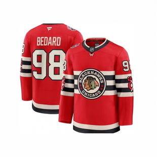 Foreign Trade Ice Hockey Uniforms Blackhawks # 98Bedard49 # Jones Red2025 Winter Edition Embroider