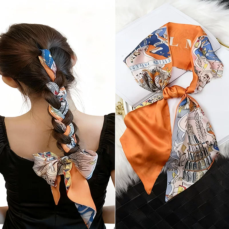 Double-sided scarf, silk neckerchief, headband, belt, accessory
