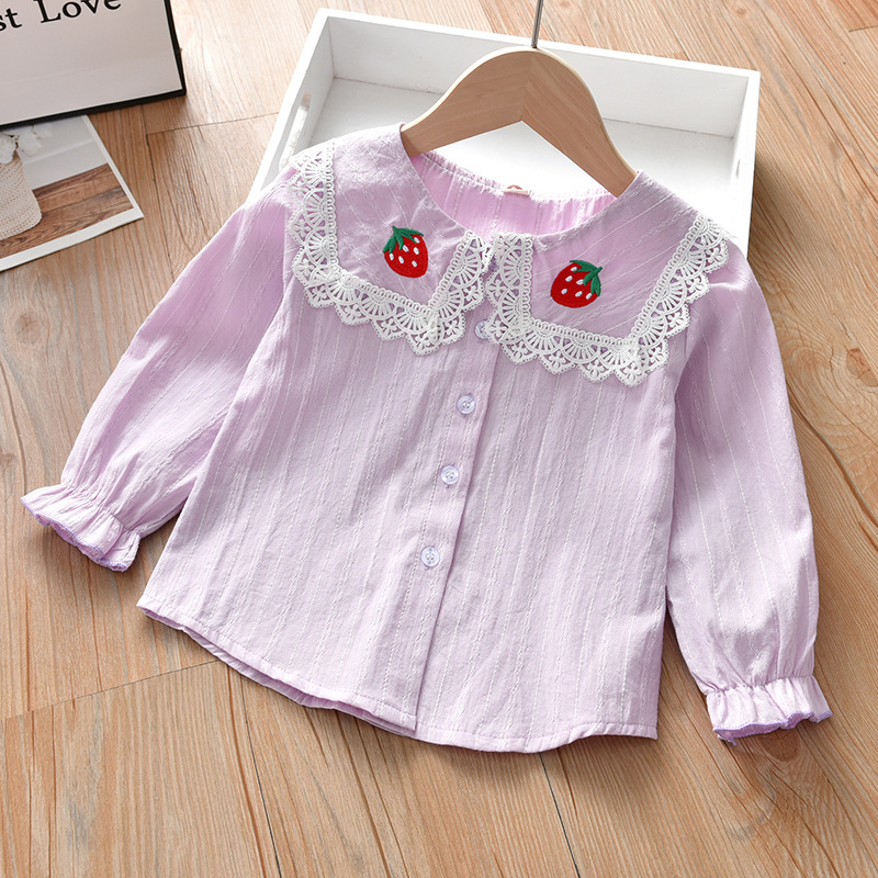 Camisa de las niñas 2023 primavera nuevo bebé estilo occidental niños niñas camisa blanca de manga larga primavera y otoño estilo coreano top