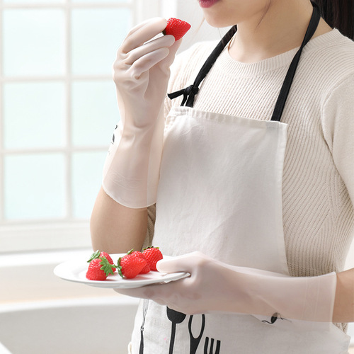 Dishwashing gloves for women, durable household kitchen latex thickening cleaning artifact housework laundry rubber leather waterproof