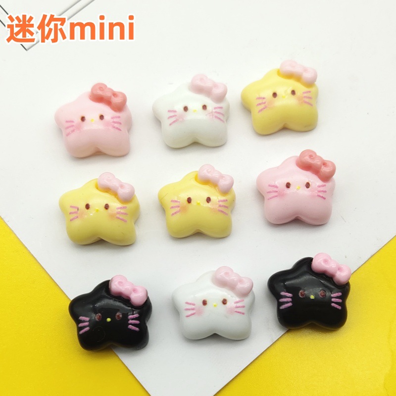 迷你亮面星星猫你表情diy 手工奶油胶树脂发夹配件手机壳装饰贴片