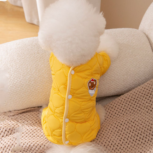 Autumn/Winter Small Dog Minimalist Ins Style Quilted Four-Legged Cotton Coat Cat Warm Clothing Small Dog Pet Apparel