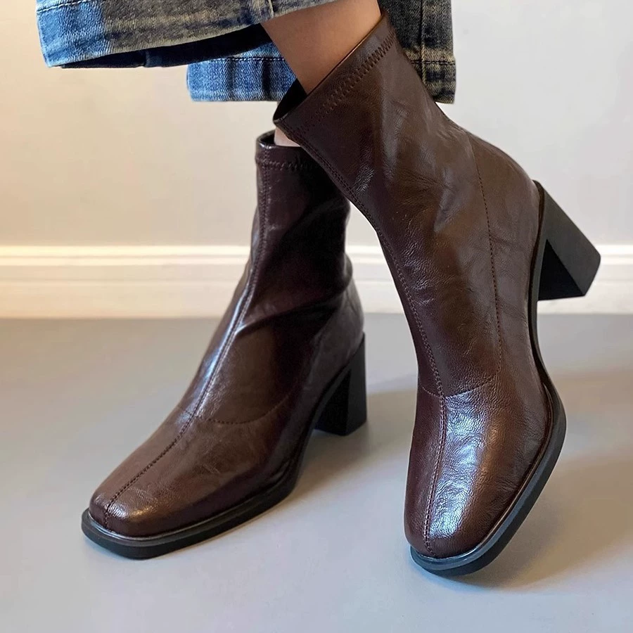 Martens, retro elastic low boots, genuine leather