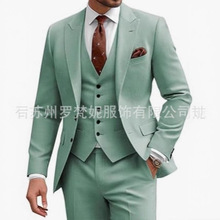 新款亚马逊男士西装休闲商务婚礼男士西服外贸跨境三件套礼服男士